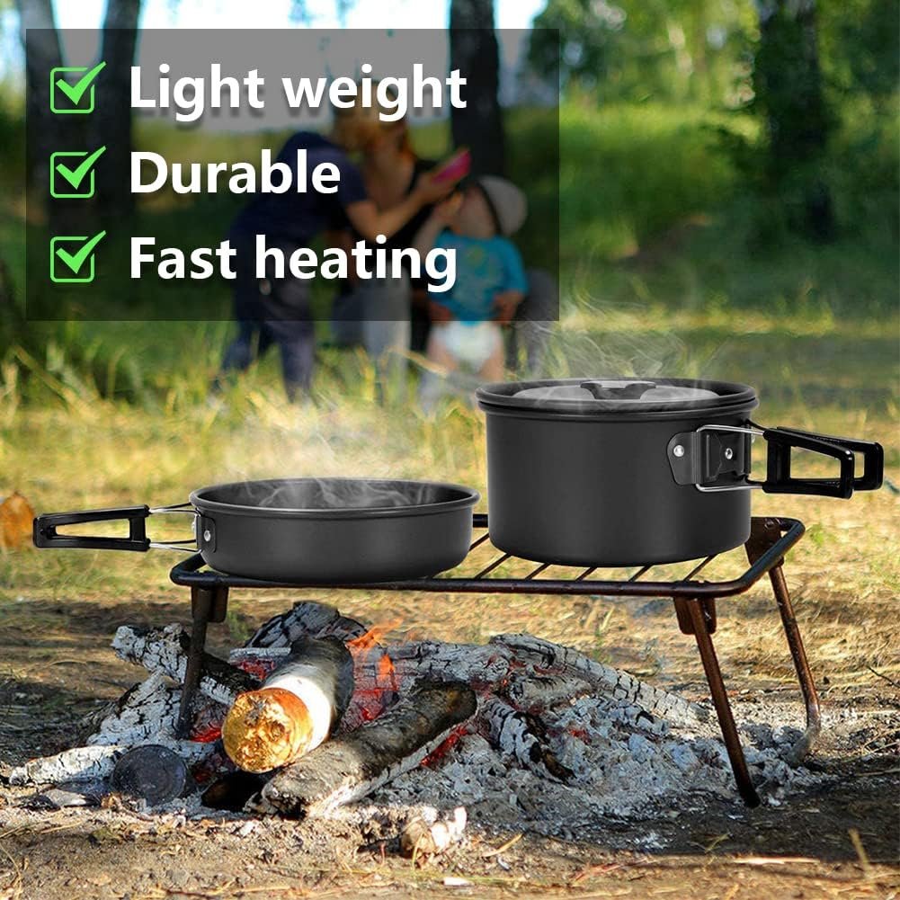 aiGear Camping Cooking Set Cookware Mess Kit with Storage Bag Pot Pan and Teapot Set Camping Accessories for Outdoor Camping Hiking Picnic Portable and Lightweight Aluminum