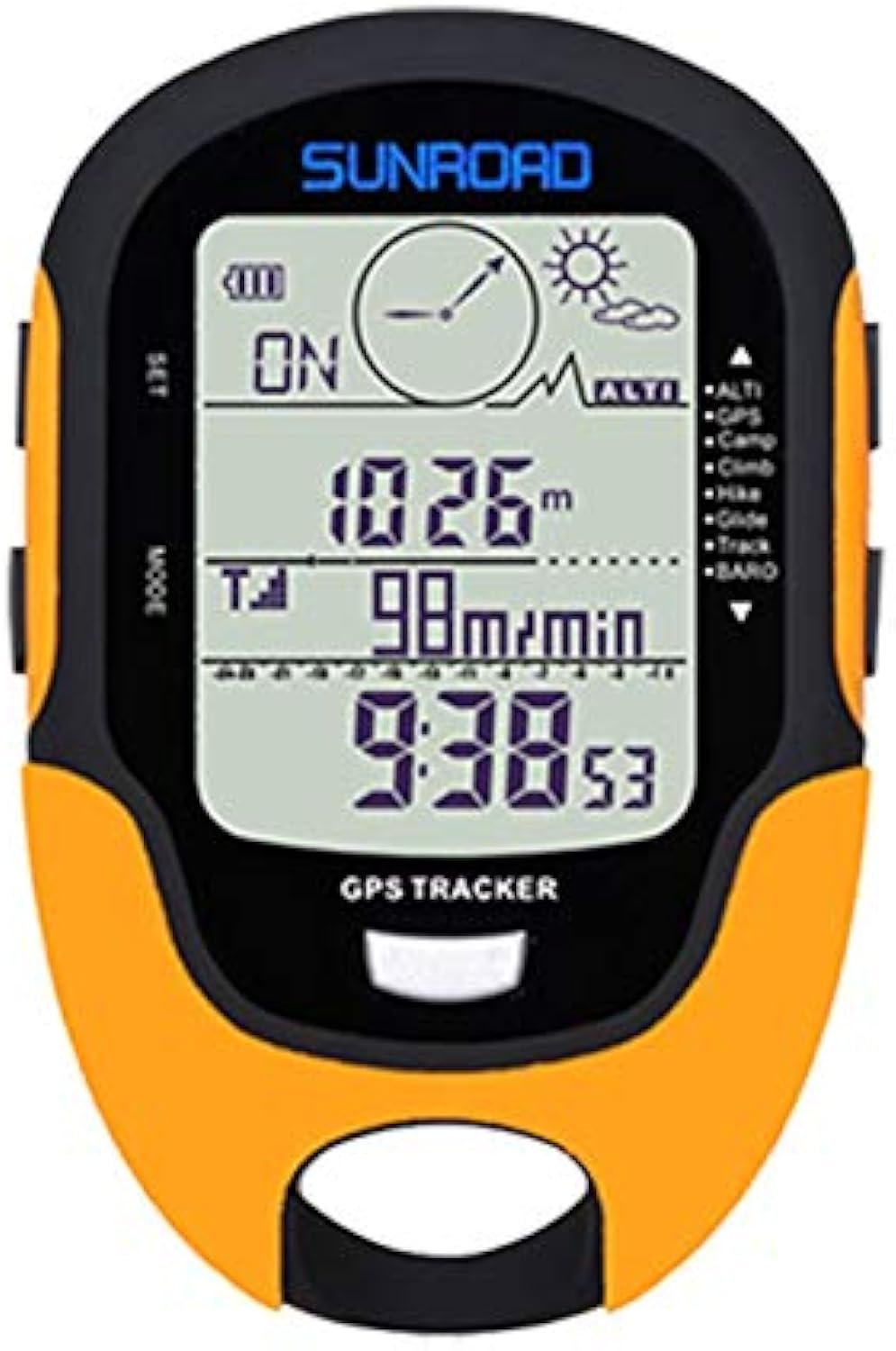 Altimeter GPS Digital Waterproof Outdoor Altitude Pre-Warning Remind Compass Stopwatch Sports -Barometer Weather Forcast Pedometer SUNROAD