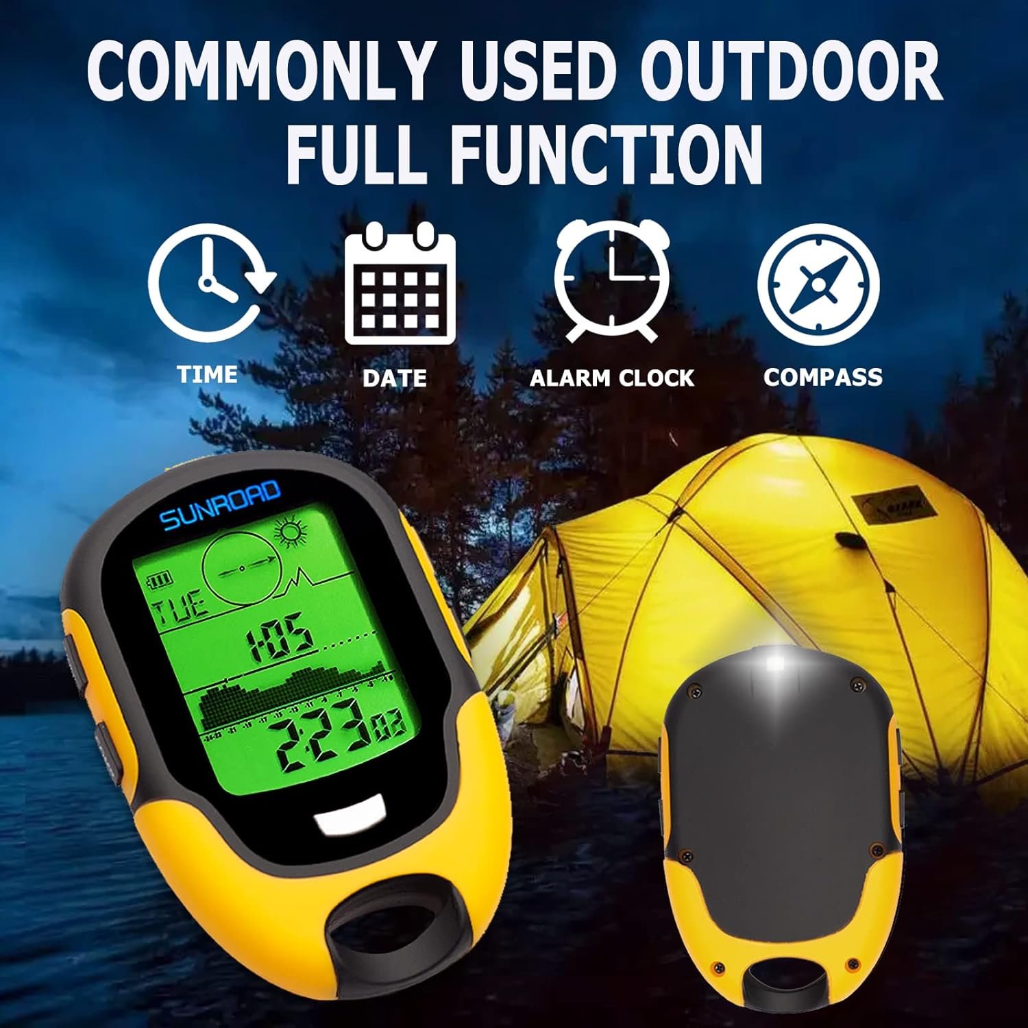 Barometer Altimeter Compass LCD Digital Thermometer Watches-Hygrometer Weather Forecast Hand-hold Hiking Flashlight Altimeter