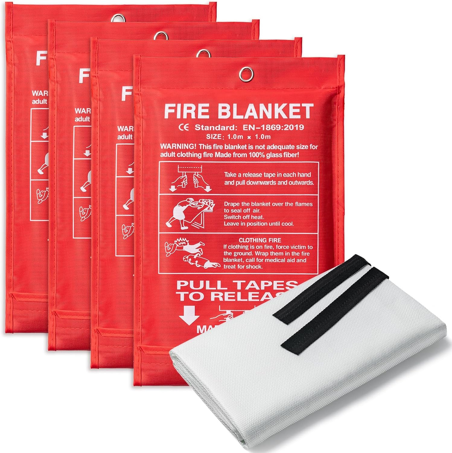 BOOMIBOO Emergency Fire Blanket for Home and Kitchen-1 Pack-High Heat Resistant Fire Suppression Blanket Fiberglass Flame Retardant Safety Blankets for Camping Office School Warehouse (39.4 x 39.4)