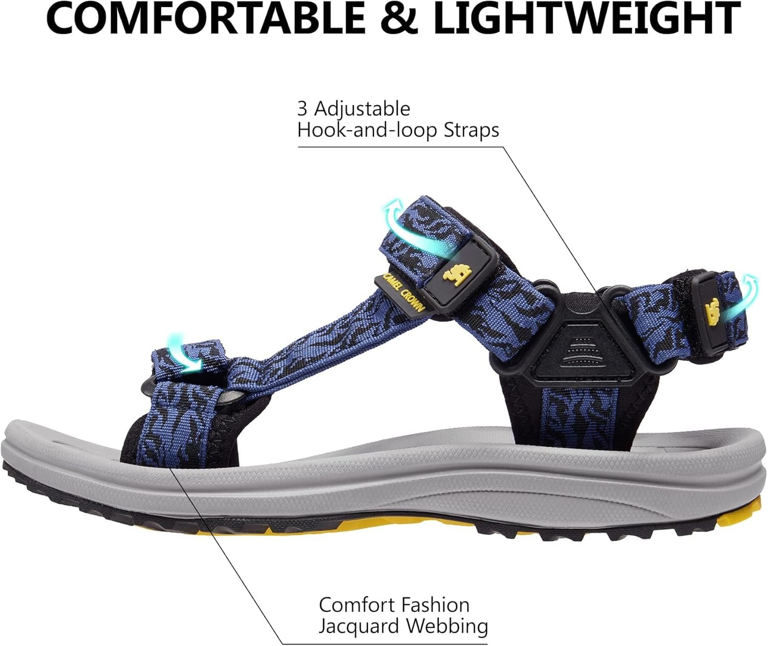 CAMELSPORTS Mens Athletic Sandals Outdoor Strap Summer Beach Sandals Waterproof Fisherman Water Shoes Open Toe Sport Gym Hiking Sandal