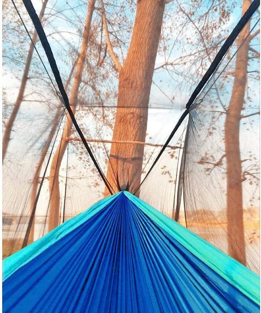 Camping Hammock, Portable Double Hammock with Net, 2 Person Hammock Tent with 2 * 10ft Straps, Best for Outdoor Hiking Survival Travel