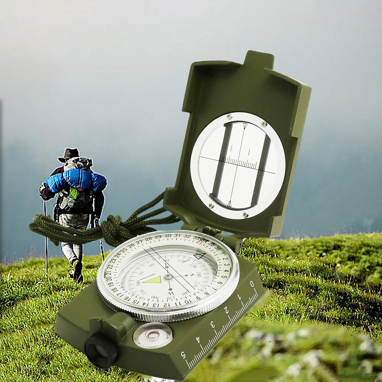 Compass, Hiking Compass for Survival with Lensatic – Waterproof Durable and Pocket-Sized