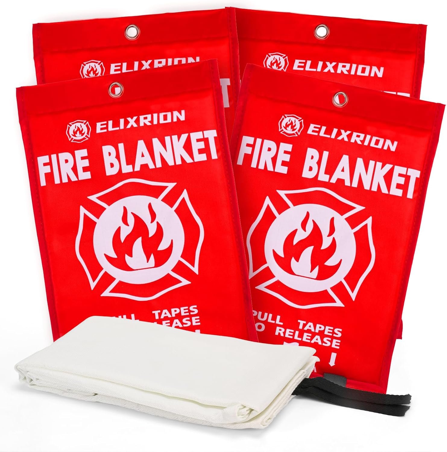 Emergency Fire Blanket 4 Pcs, 40 x 40 Fiberglass Suppression Blanket Portable Fire Extinguisher Blanket for Kitchen, Retardant Protection Emergency Safety Blanket for Home Car and Camping