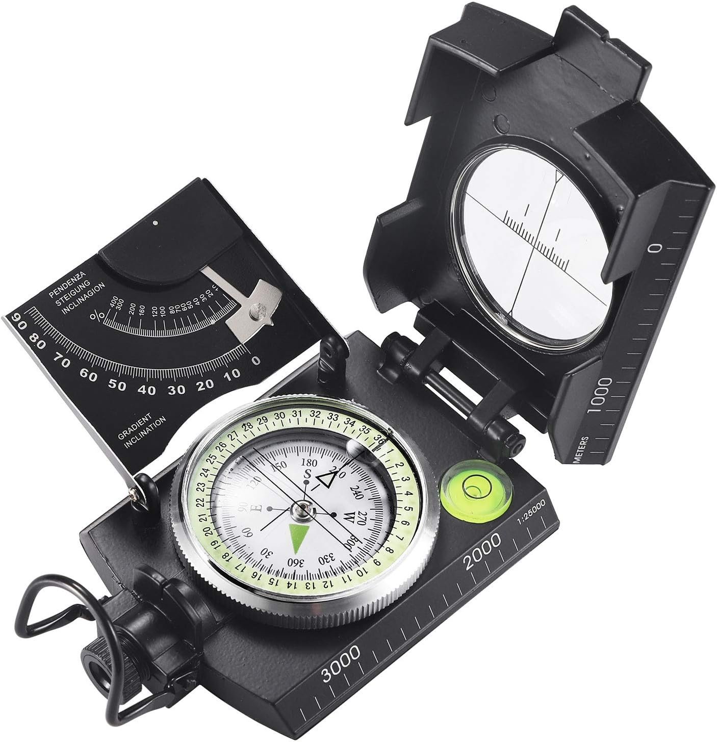 Eyeskey Multifunctional Military Sighting Navigation Compass with Inclinometer | Impact Resistant  Waterproof Compass for Hiking, Camping