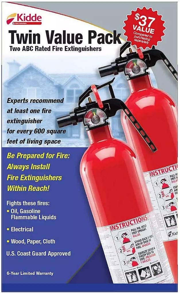 Kidde 2 Pack Multipurpose Fire Extinguishers, Red