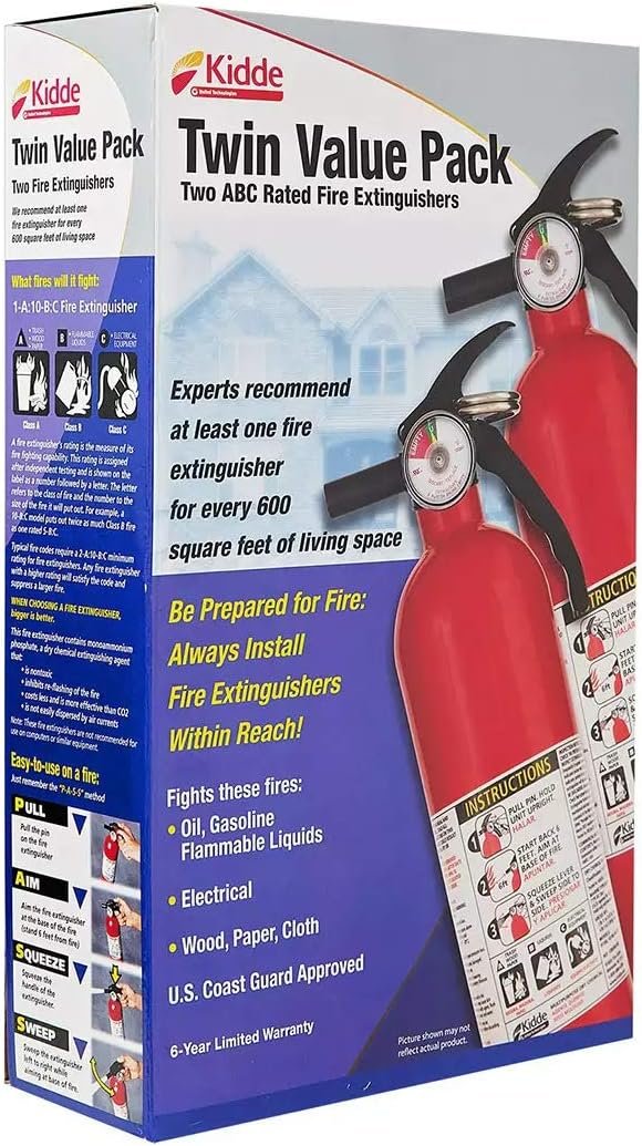 Kidde 2 Pack Multipurpose Fire Extinguishers, Red