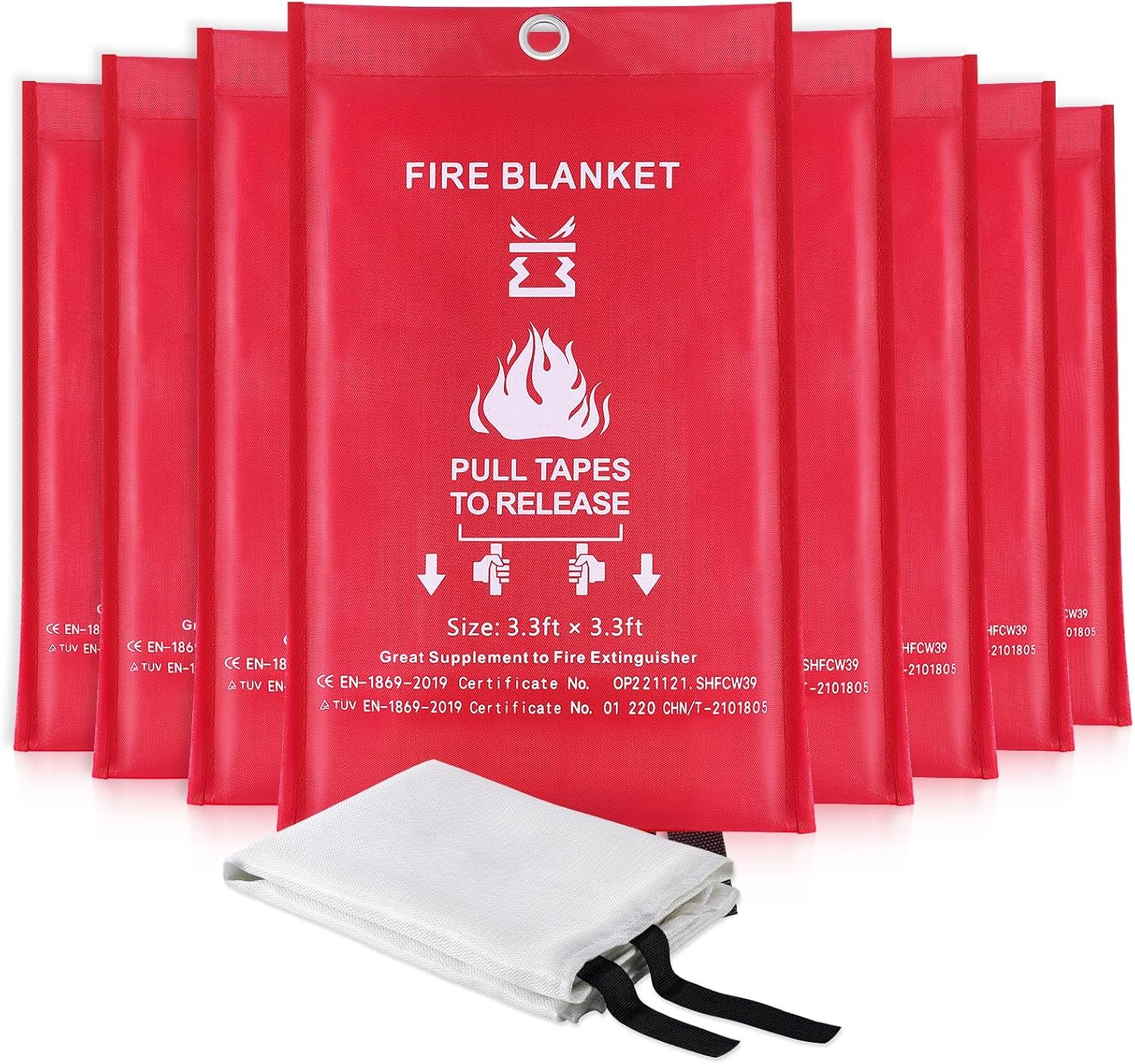 KITOSUN Fire Blanket for Kitchen Home Emergency - Fiberglass Blankets Fire Survival Suspension Flames Retardant Extinguisher Great for Stove Car Garage Office Camping Caravan BBQ Safety (2-Pack)