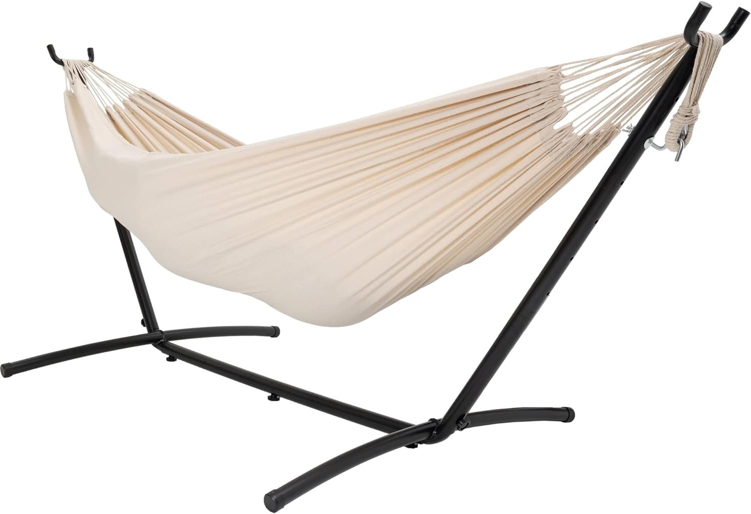 Lazy Daze Hammocks Double Hammock with 9ft Space-Saving Steel Stand includes Portable Carrying Case, 450 Pounds Capacity (Natural)