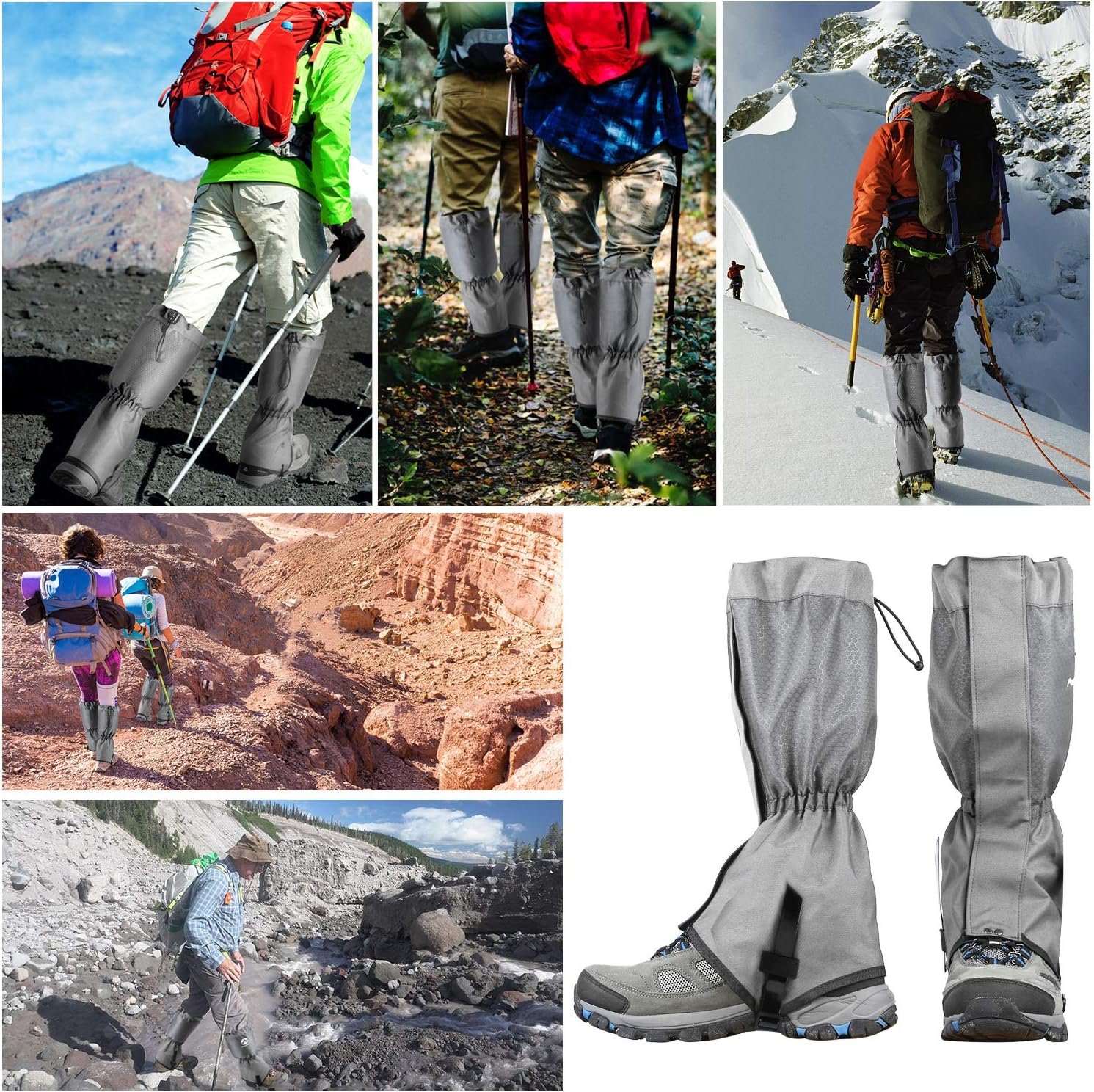 Leg Gaiters Waterproof and Adjustable Snow Boot Gaiters One Size for Hiking,Walking,Hunting,Backpacking and Outdoor Climbing for Men and Women