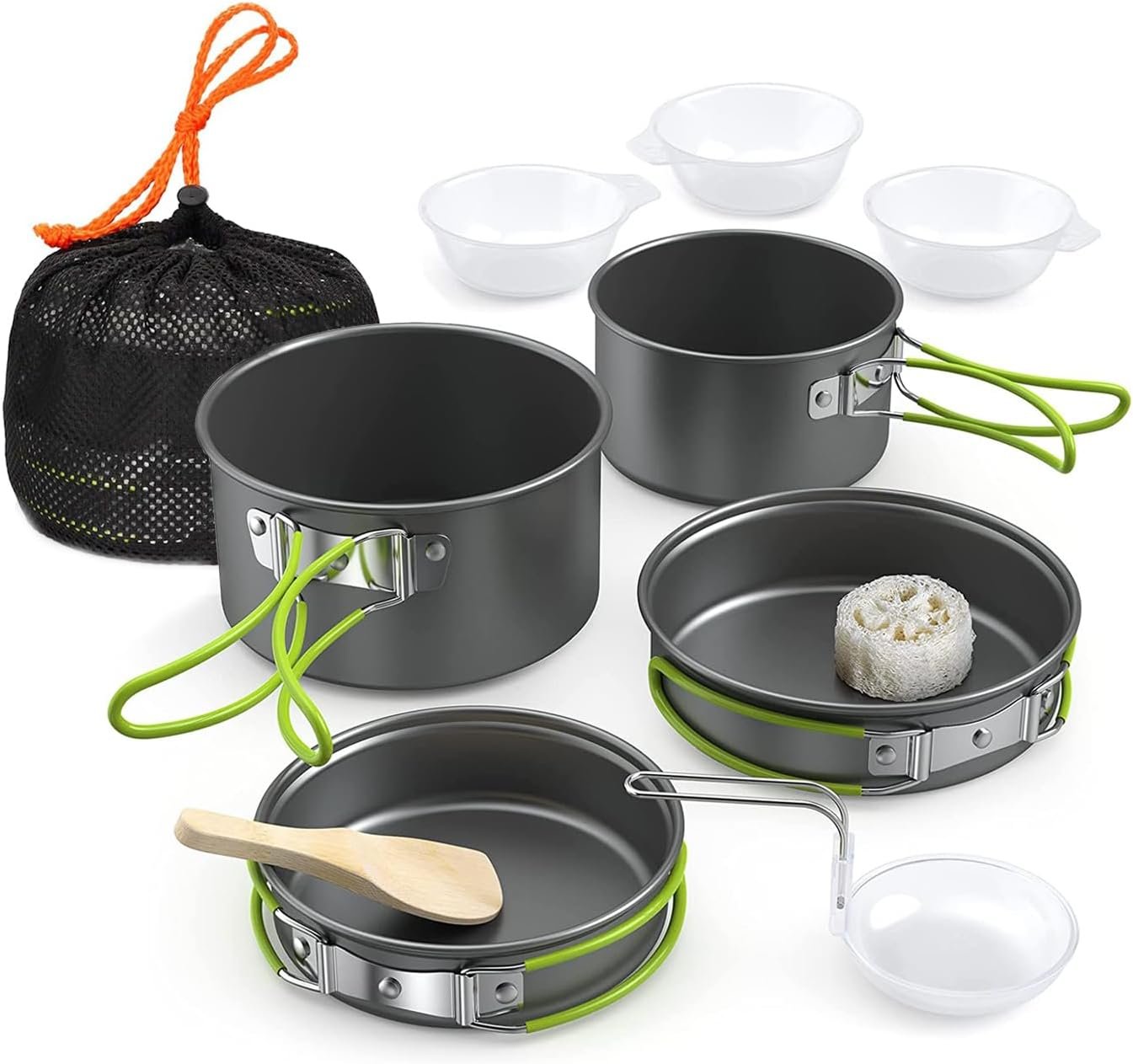 Lixada Camping Cookware Set,11PCS Camping Cookware Mess Kit with Non-Stick Lightweight Pot Pan Bowls Set for Outdoor Camping Backpacking Outdoor Picnic