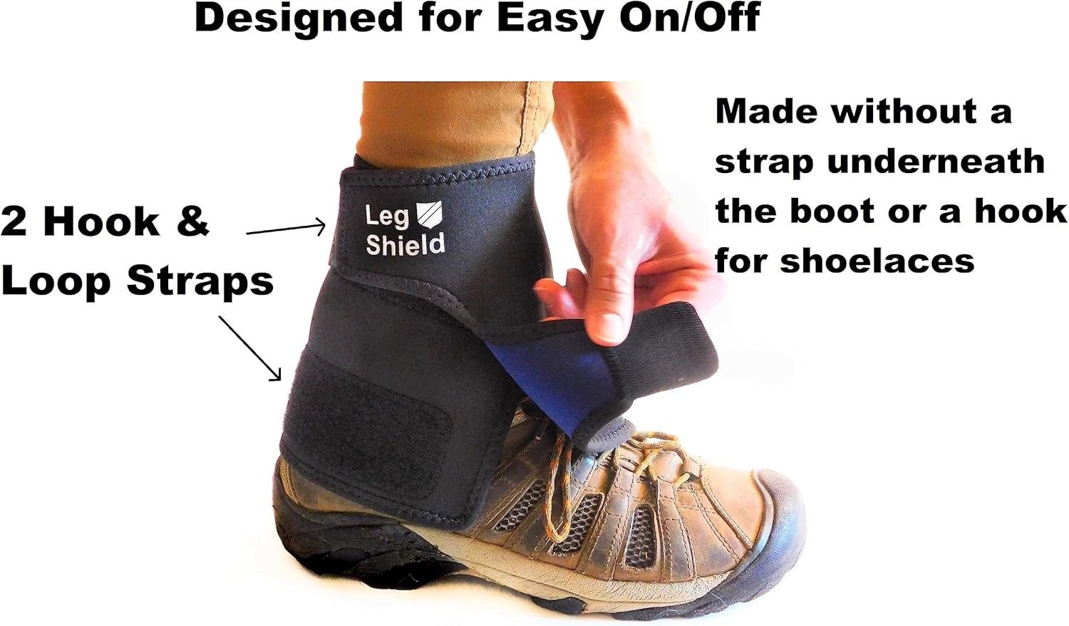 Low Gaiters - Hook  Loop Design for Easy On/Off - Neoprene Leg Gaiters for Hiking, Yard Work, Shoveling Snow, Cross Country Skiing, etc. - Comfortable, Snug Fit (Pair)