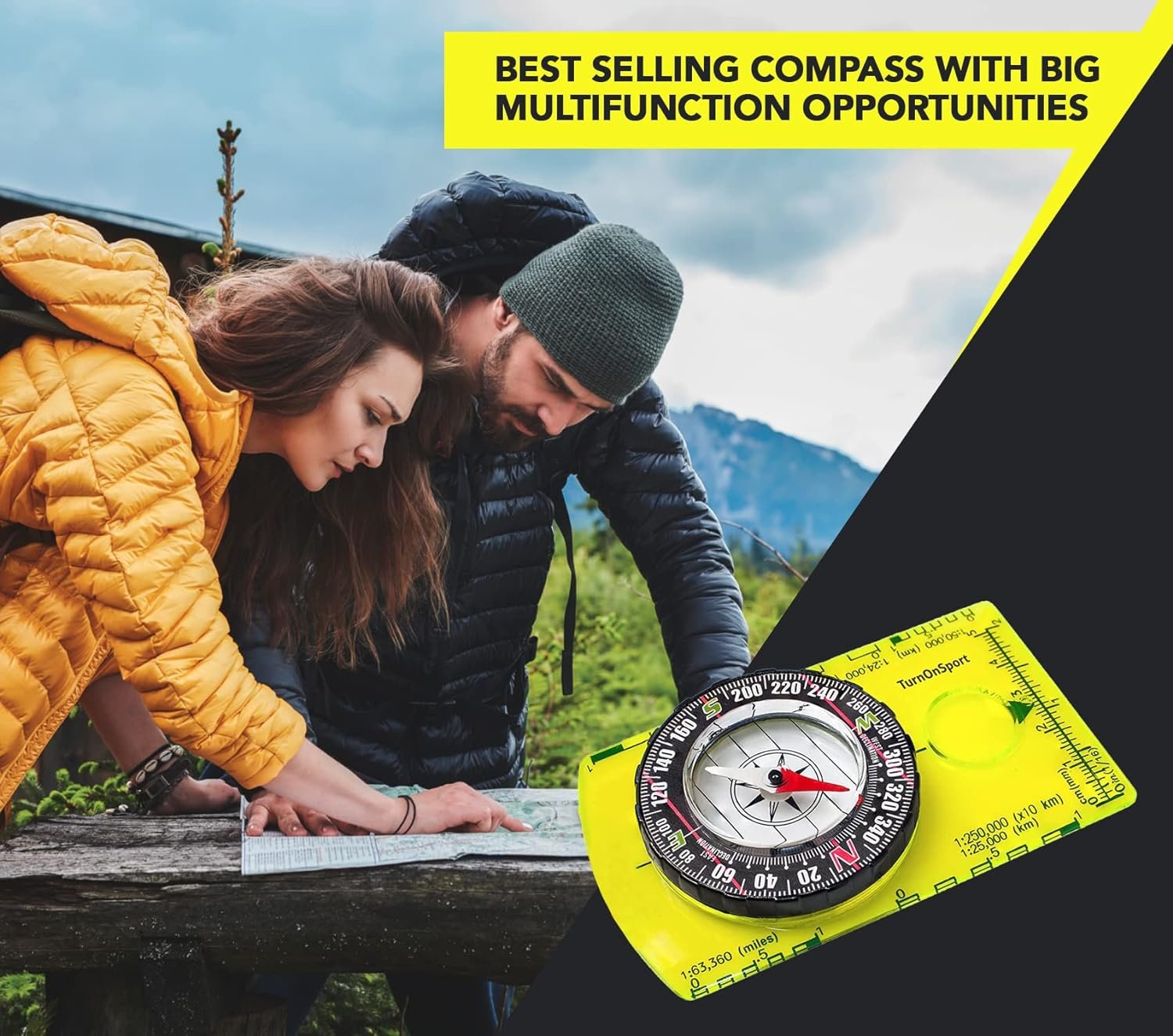 Orienteering Compass Hiking Backpacking Compass | Advanced Scout Compass Camping Navigation - Boy Scout Compass for Kids | Professional Field Compass for Map Reading - Best TurnOnSport Survival Gifts