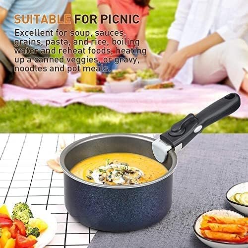 SHINEURI 4 Pieces Removable Handle Cookware Stackable Pots And Pans Set, Nonstick Pot and Pan Set for Home  Camping, Dishwasher/Oven Safe - 2qt /8inch /9.5inch