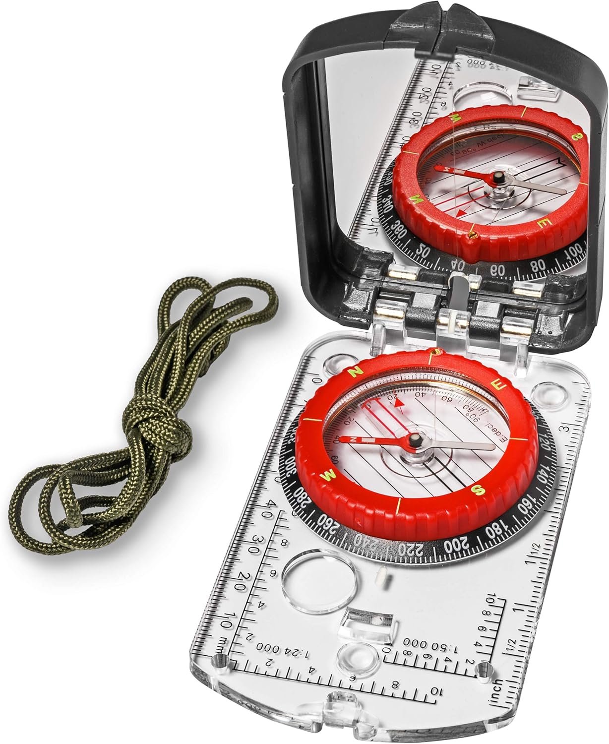 Sighting Compass Mirror Adjustable Declination - Boy Scout Compass Survival Camping | Base Plate Compass Kids Navigation | Orienteering Compass Hiking Map Read Military Compass Backpacking Clinometers