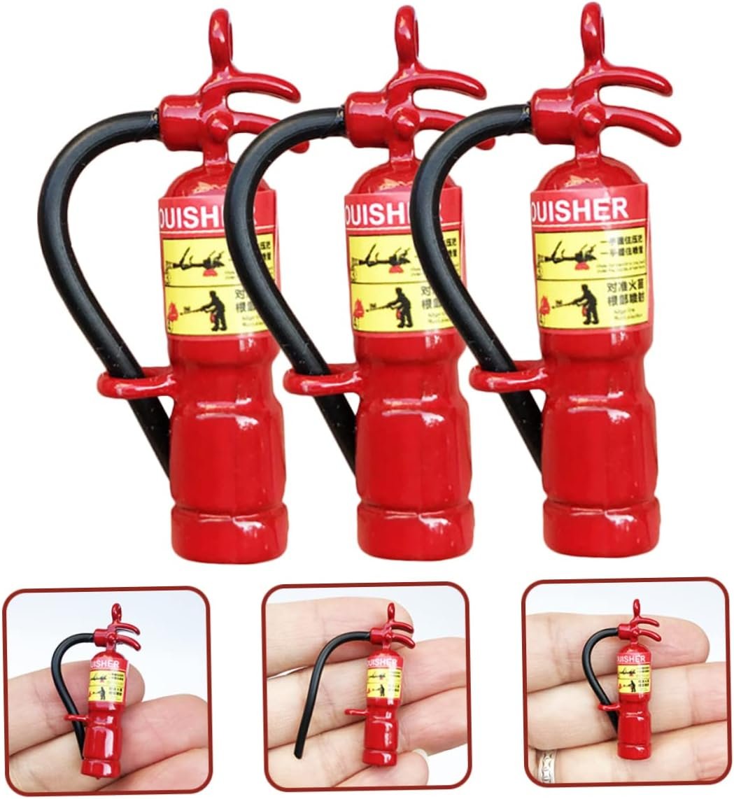 STOBOK 3pcs Mini Fire Extinguisher Mini Tools Outdoor Metal Outdoor Decor Micro Landscape Fire Extinguisher Furniture Doll House Accessories Mini Miniature Fire Extinguishers Thing