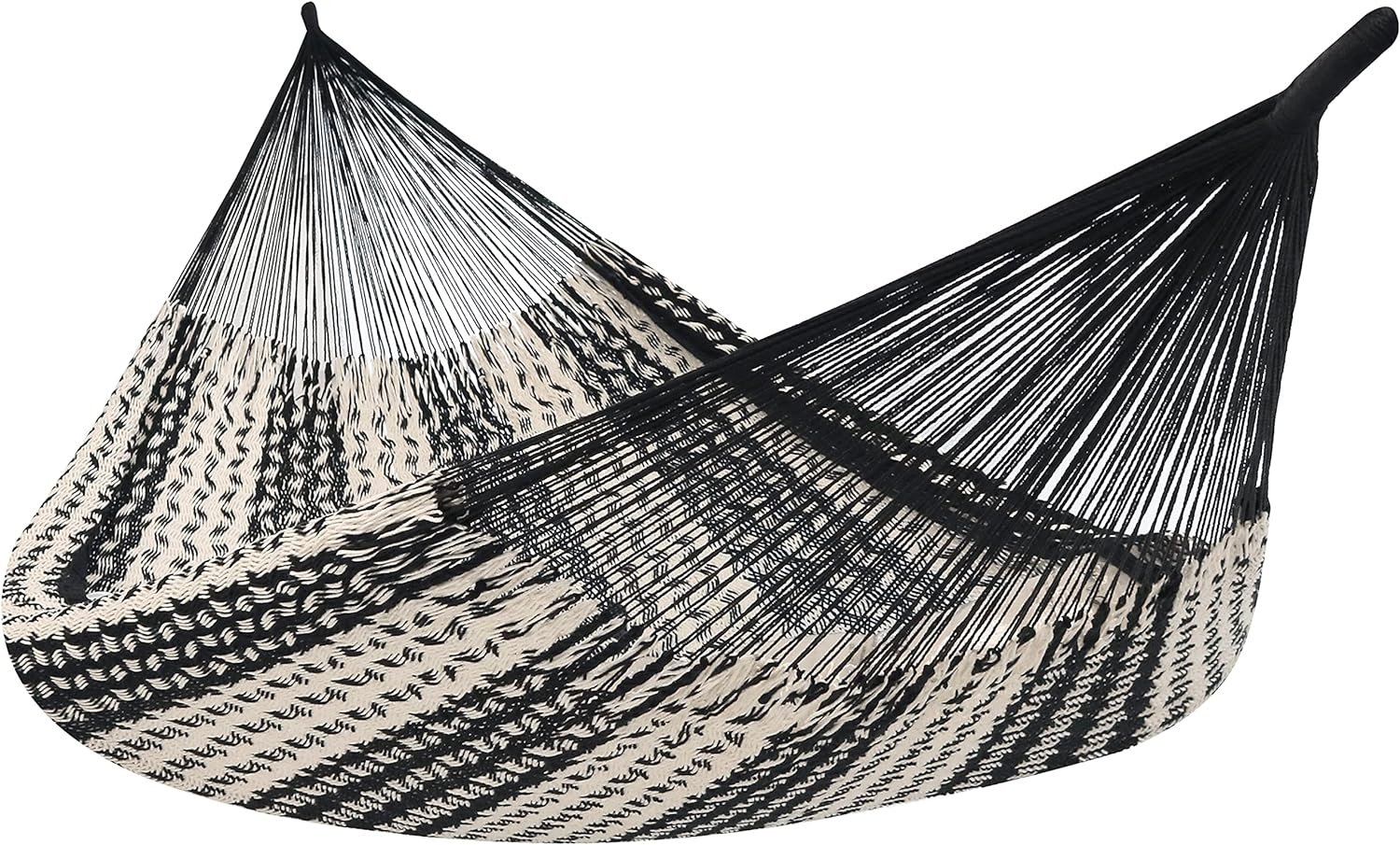 Sunnydaze Handwoven XXL Thick Cord Mayan Family Hammock for Outside - 625-Pound Capacity - Black/Natural