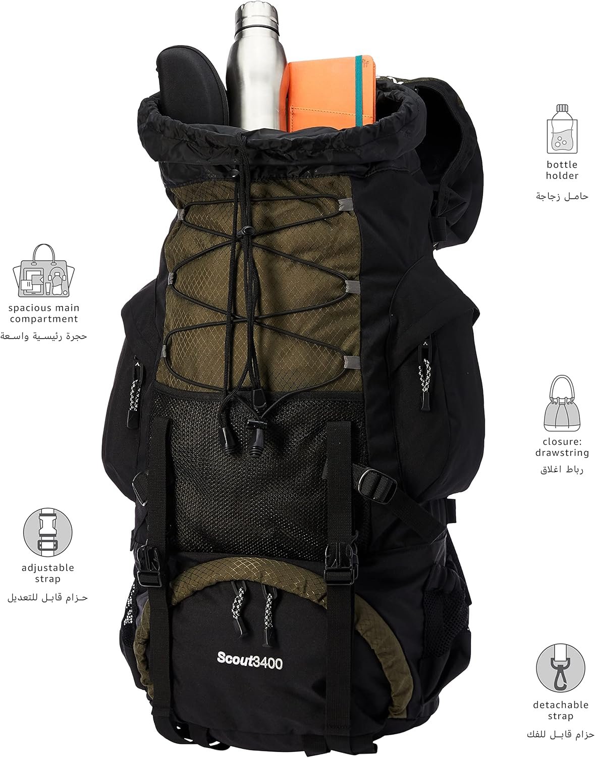 TETON 55L Scout Internal Frame Backpack for Hiking, Camping, Backpacking, Rain Cover Included