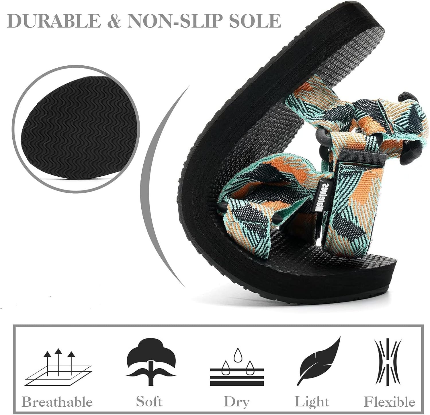 WateLves Womens-Sport-Sandals Outdoor Hiking Sandals with-Arch-Support Comfortable Webbing-Water-Athletic Beach-Sandals for Travel-Walking-Trekking-Camping