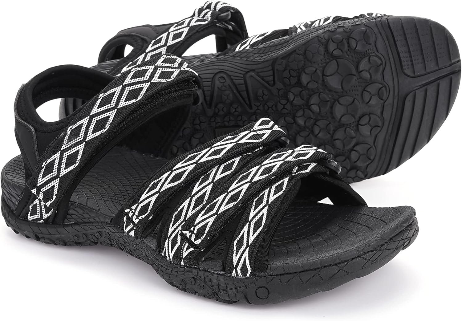 WHITIN Women’s Hiking Sandals with Arch Support | Adjustable Hook and Loop Straps | Durable Sport Sandals for Outdoor Adventure