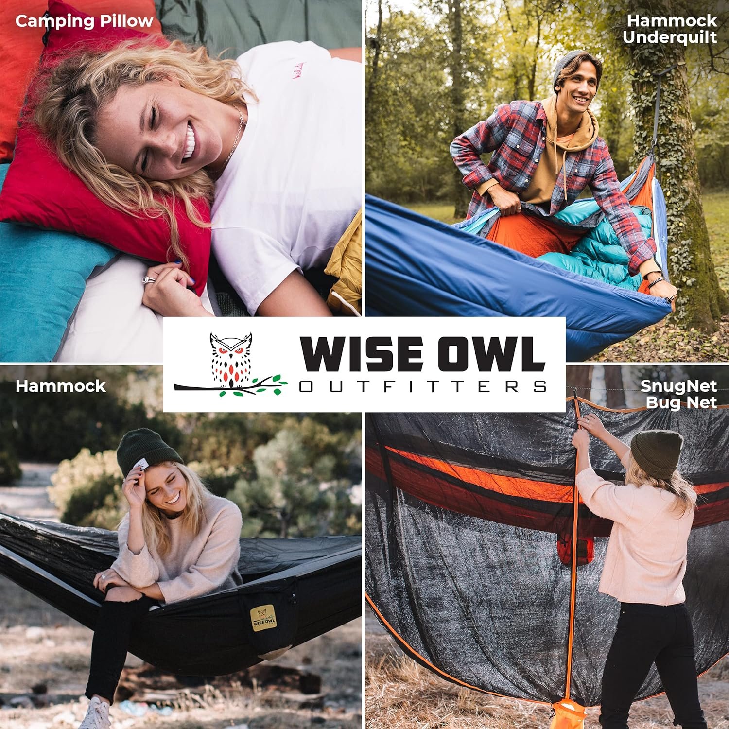 Wise Owl Outfitters Camping Hammock - Camping Essentials, Portable Hammock w/Tree Straps, Single or Double Hammock for Outside, Hiking, and Travel