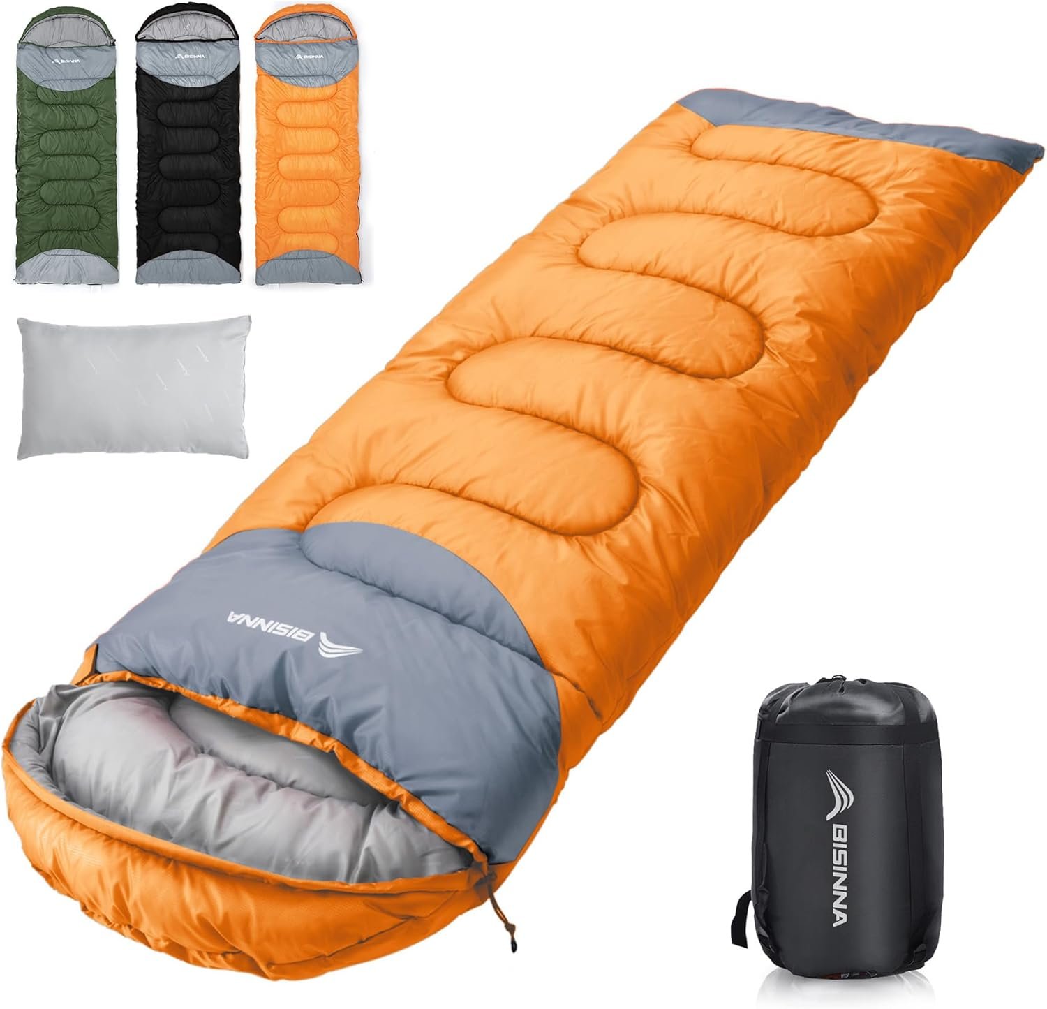 BISINNA 0 Degree Winter Sleeping Bags(480GSM) for Adults-Cold Weather Camping Sleeping Bag-Comfortable Warm Portable Sleeping Bags with Pillow Compression Sack for Backpacking Hiking Outdoor