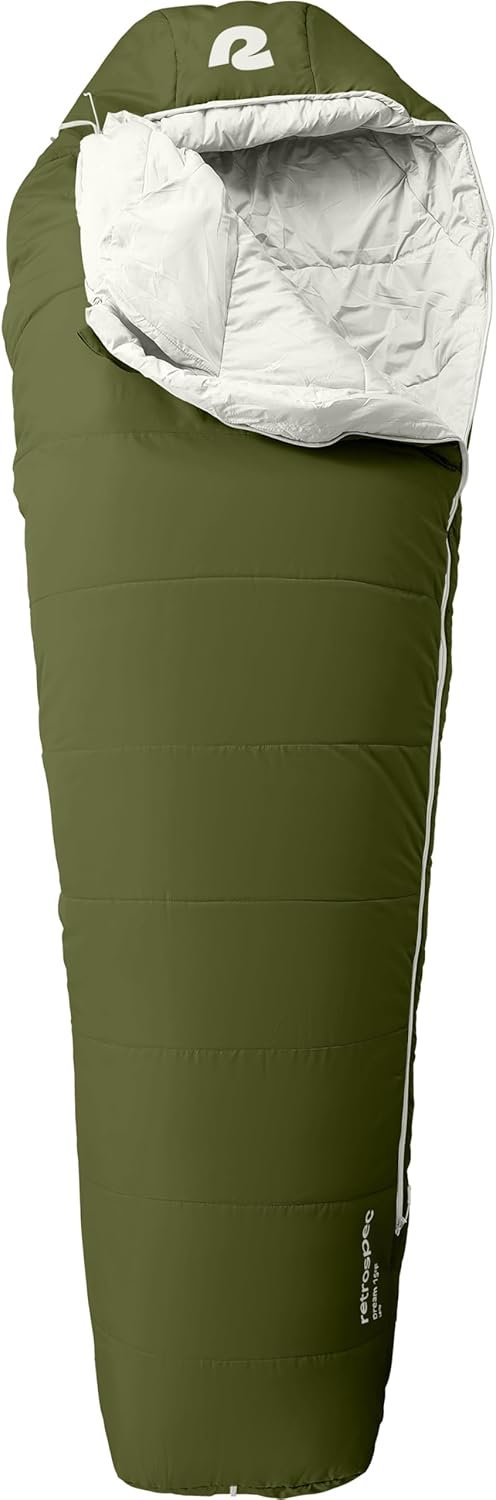 Retrospec Dream 5°, 15° 30° Sleeping Bag - Mummy Sleeping Bag for Camping, Insulated Cold Weather Sleeping Bag Lightweight Stuff Sack, Water-Resistant and Adjustable Draw Cords Adult Sleeping Bag