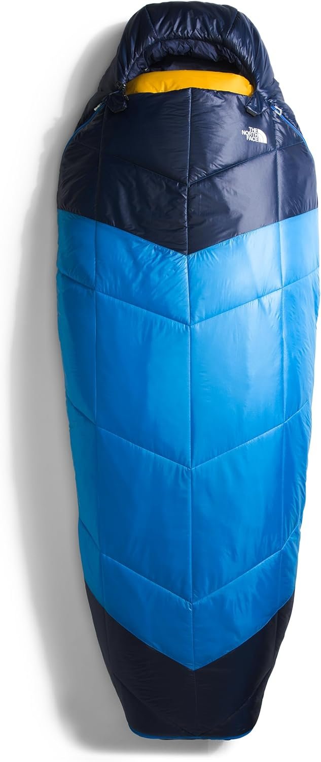 The North Face One Bag Camping Sleeping Bag, Super Sonic Blue/Arrowwood Yellow, Long