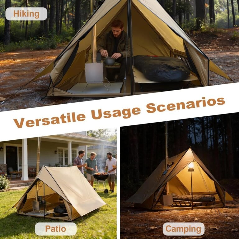 Hot Tent with Stove Jack, 4-Season Waterproof Chalet Tent, Easy Setup Weather-Resistant Shelter for Winter Camping & Outdoor Adventures