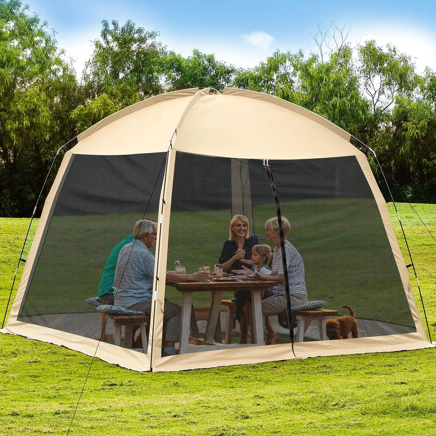 12’x12′ Camping Screen Tent – Portable Screen Canopy 8-10 Person&Instant UV Resistant Sun Shelter,Easy to Set Up&Mosquito Net Tent&Waterproof,Suitable for Family Camping Trip,Backyard,Picnic