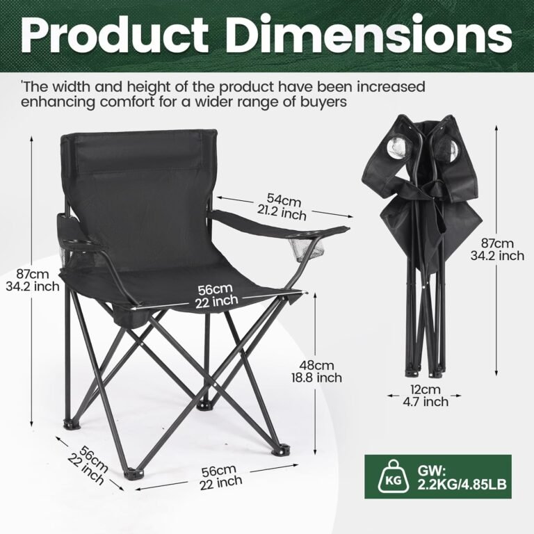 2 Pack Camping Chairs -Lightweight and Supportive Chairs for Adult and Lightweight Individuals – Compact, Durable, and Portable – Ideal for Camping, Hiking, Beach, and Picnics -Carry Bag