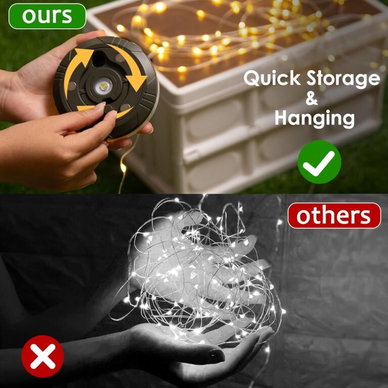 2Pack Camping String Lights, 4-in-1 Quick Storage Camp Light, 8Mode 32.8FT Hanging Tent Lights, Rechargeable Camp Lamp As Camping Essentials Gear, Waterproof LED Lantern for Hiking Travel Patio Party