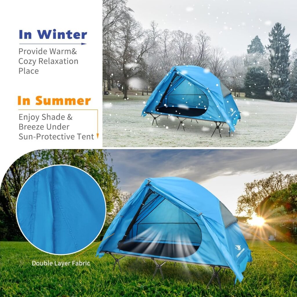 4-in-1 Camping Cot Tent, Foldable Elevated Tent Set for Person to Use, Elevated Camping Bed Tent for Outdoor Hiking, Camping