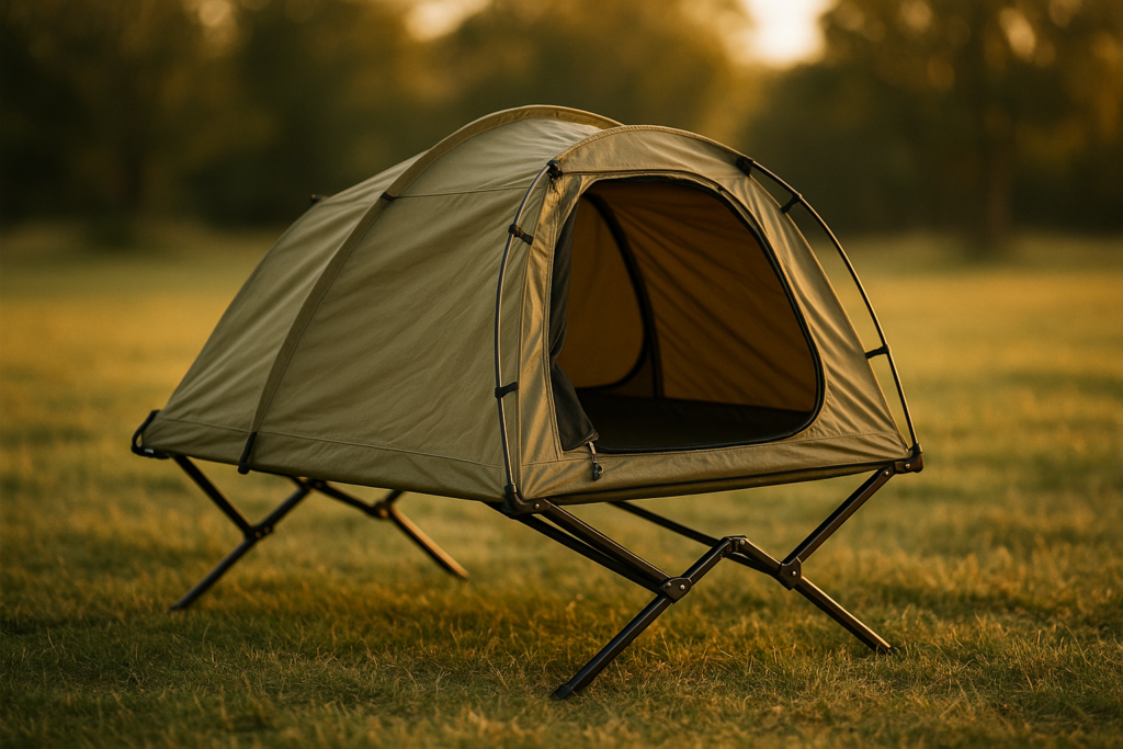 4-in-1 Camping Cot Tent, Foldable Elevated Tent Set for Person to Use, Elevated Camping Bed Tent for Outdoor Hiking, Camping