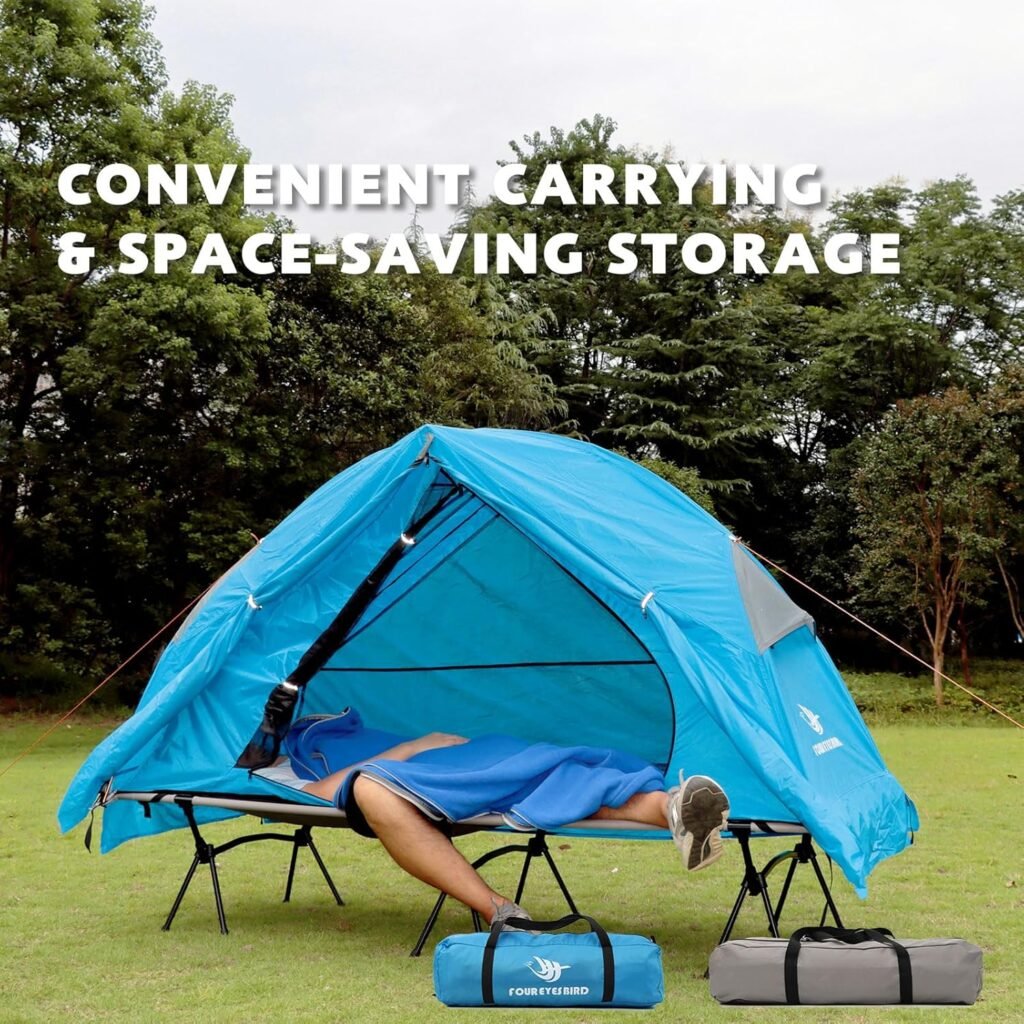 4-in-1 Camping Cot Tent, Foldable Elevated Tent Set for Person to Use, Elevated Camping Bed Tent for Outdoor Hiking, Camping