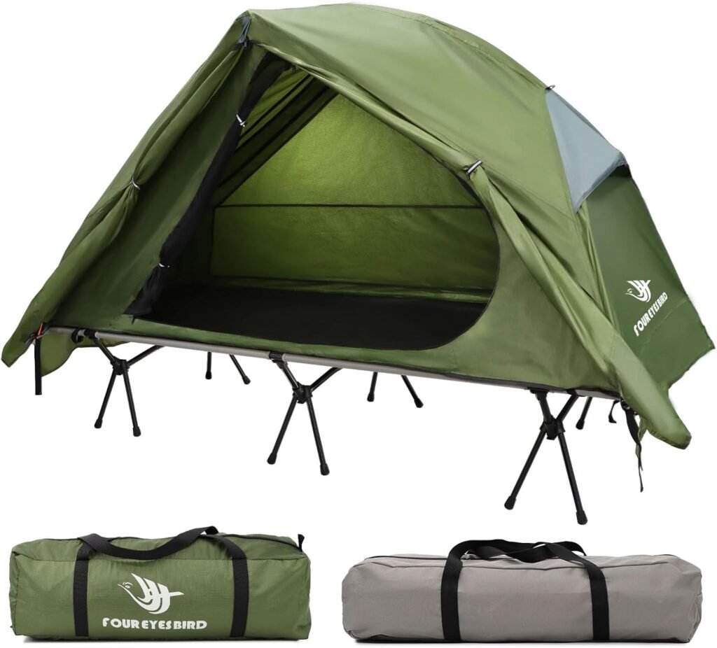 4-in-1 Camping Cot Tent, Foldable Elevated Tent Set for Person to Use, Elevated Camping Bed Tent for Outdoor Hiking, Camping