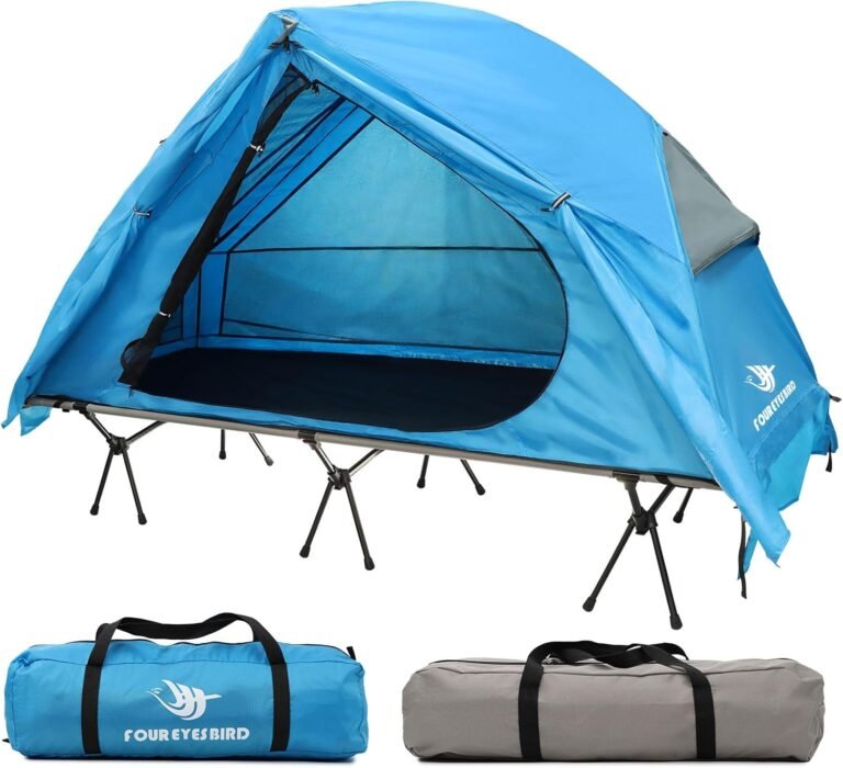 4-in-1 Camping Cot Tent, Foldable Elevated Tent Set for 1 Person to Use, Elevated Camping Bed Tent for Outdoor Hiking, Camping