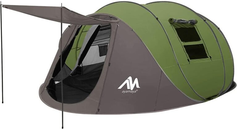6 Person Easy Pop Up Tents for Camping – AYAMAYA Double Layer Waterproof Instant Tent with Vestibule & Porch, Large Size Family Tent Automatic Setup for 4-6 People Camping Hiking (Poles Included)
