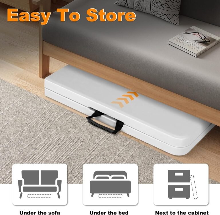 6ft Folding Table, Portable Heavy Duty Plastic Fold-in-Half Utility Table for Indoor/Outdoor Use, Dining, Camping, Picnic, Party, White