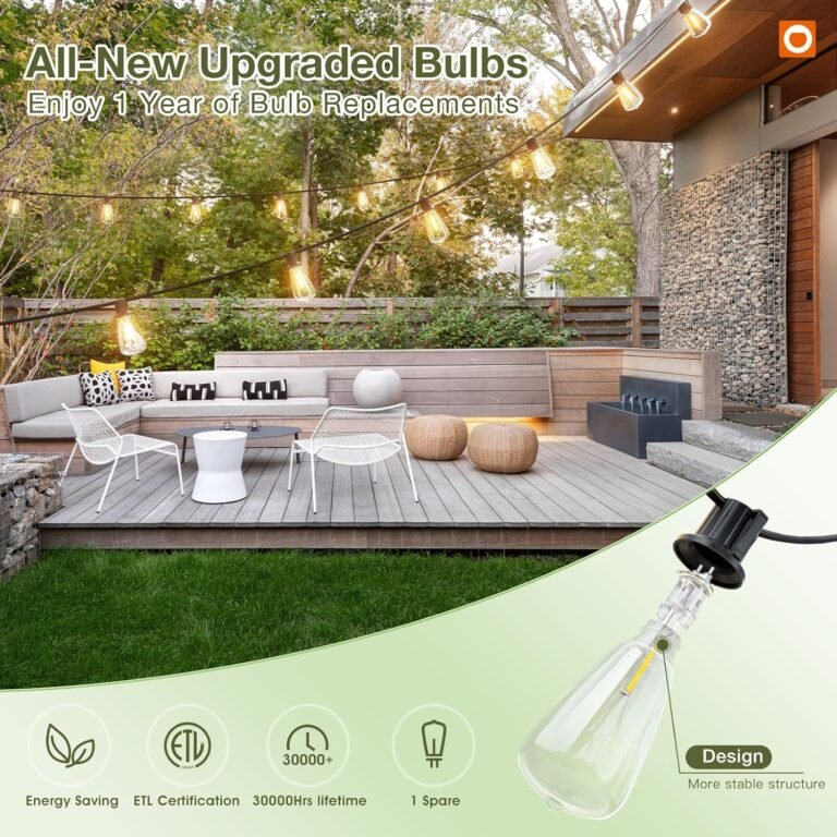 addlon 54(48+6) FT Solar String Lights Waterproof,Patio Lights Solar Powered with Remote & USB Port 15+1 LED Shatterproof Bulbs 3 Light Modes, Dimmable Solar Light for Camping Backyard Garden
