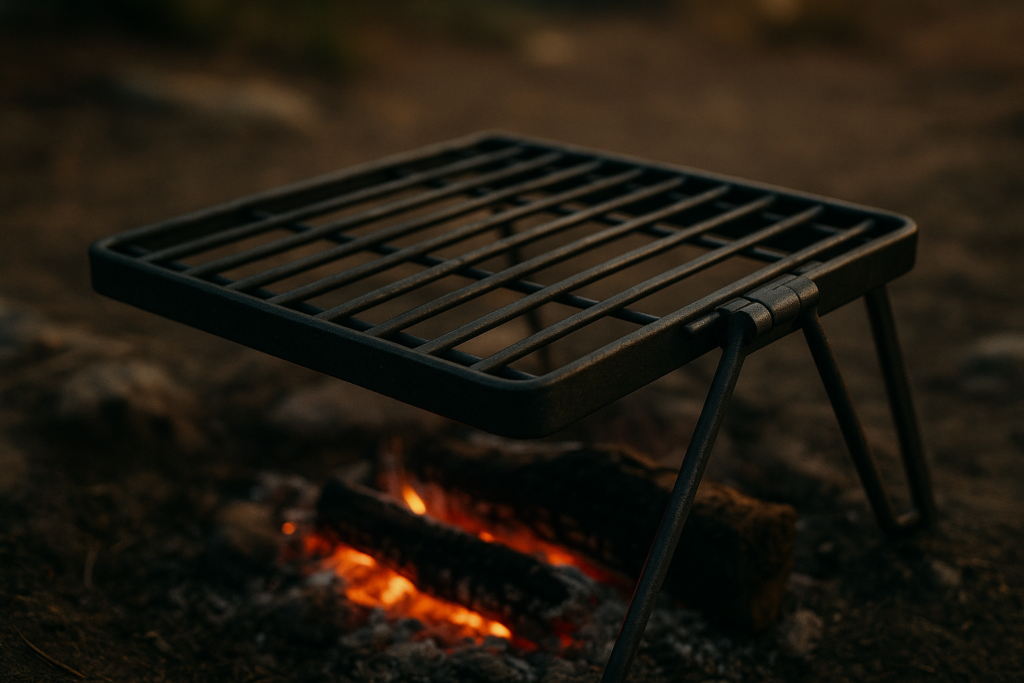 Amazon Basics Heavy-Duty Portable Camping Grill Grate for Outdoor Open Flame Cooking, Foldable, Sturdy, 15.9 x 12.2, Black