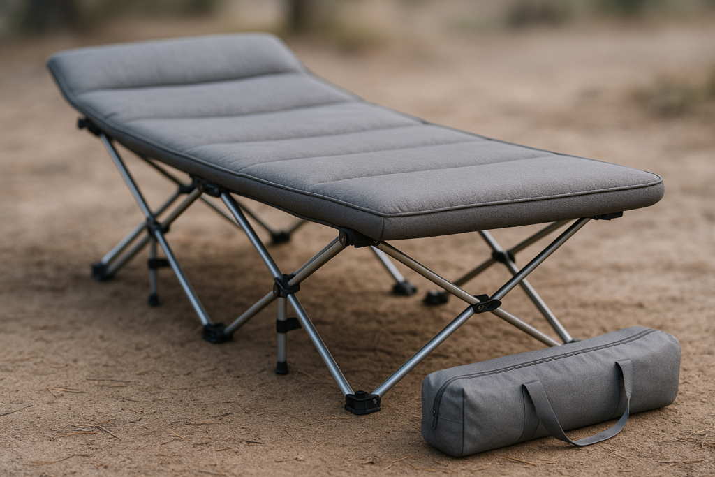 ATORPOK Camping Cot for Adults with Cushion Comfortable, Portable Folding Bed for Sleeping Supports 450 lbs (Gray)