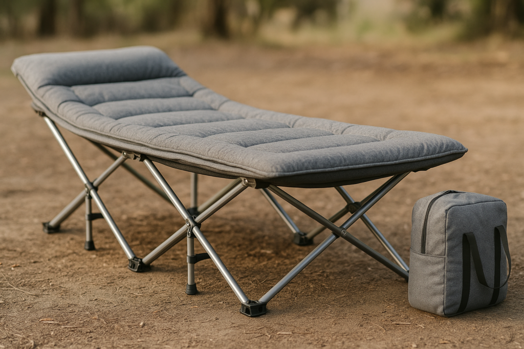 ATORPOK Camping Cot for Adults with Cushion Comfortable, Portable Folding Bed for Sleeping Supports 450 lbs (Gray)