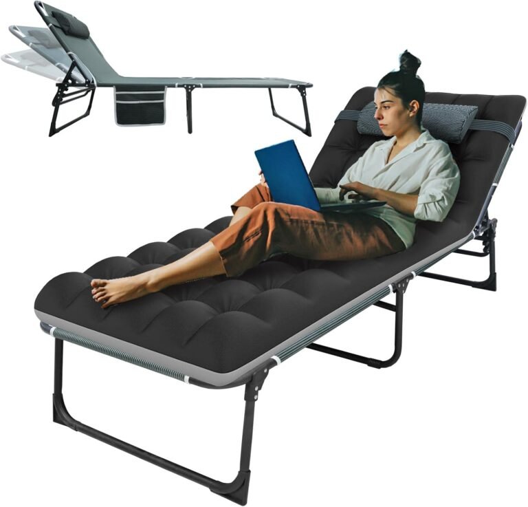 Big RED Camping Sleeping Cot,5-Position Folding Cot,Lounge Chair with Mattress,Folding Sleeping Cot,Camping Cots for Adults, Heavy Duty Lounges Chairs for Outside, Beach, Lawn