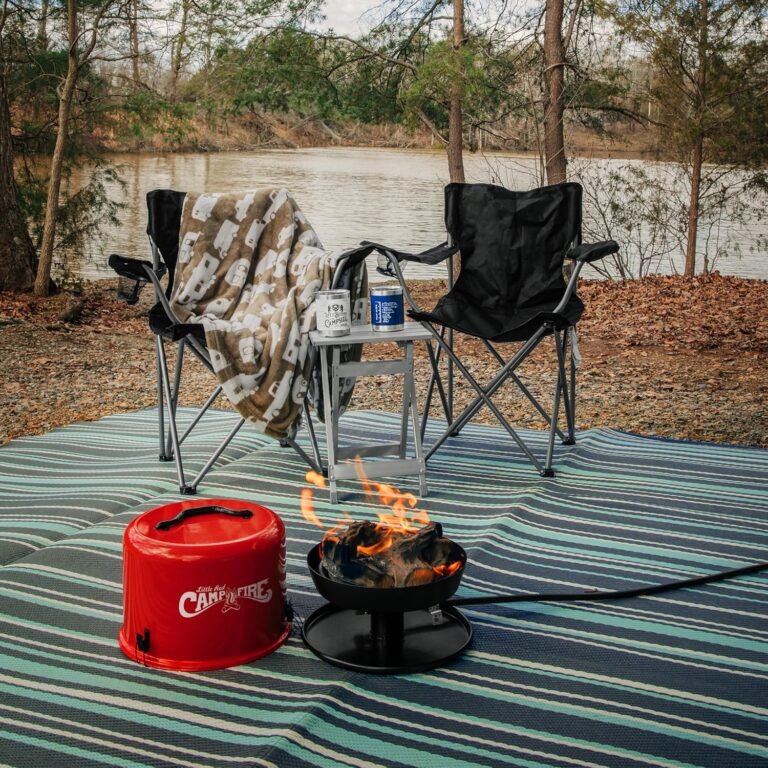 Camco Aluminum Small Outdoor Side Table – Folding Camping Table Supports Up to 130lb – Features Durable Aluminum Construction – Collapses for Easy RV Storage – (51890)