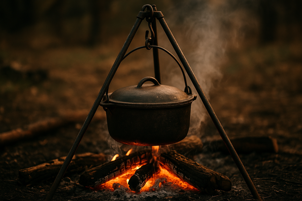 Campfire Tripod for Cooking - Campfire Cooking Equipment, Outdoor Fire Pit Stand, Portable Cast Iron Open Camping Tripod cookware for Dutch Oven,Grill,Lodge,firepit