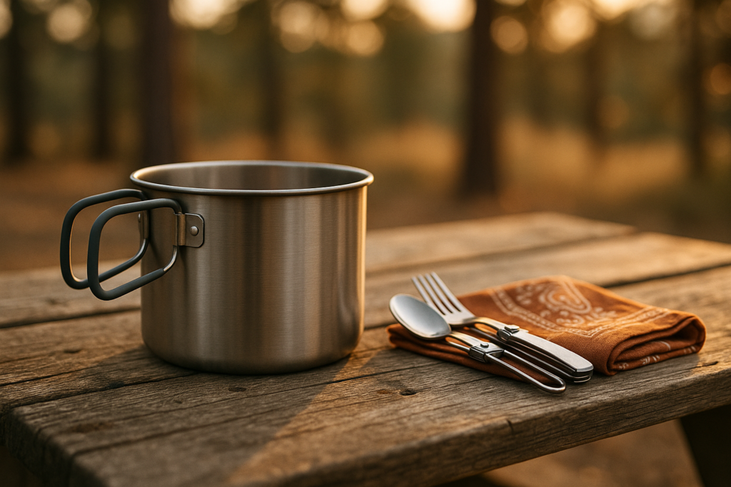 Camping Cooking Set - Camping Utensil Set Car Camping Cooking Essentials Gear for Camp Kitchen Cooking and Grilling, Stainless Steel  Silicone Ideal Gift for RV Tent Camper, Picnics, BBQs