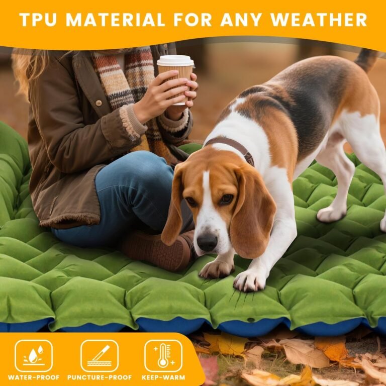 Camping Sleeping Pad, 4in Thick Ultralight Inflatable Camping Mat with Pillow, Built-in Foot Pump Sleeping Mat, Wide Compact Camping Pad for Travel Tent Hiking Backpacking Trip Car Camp Gear