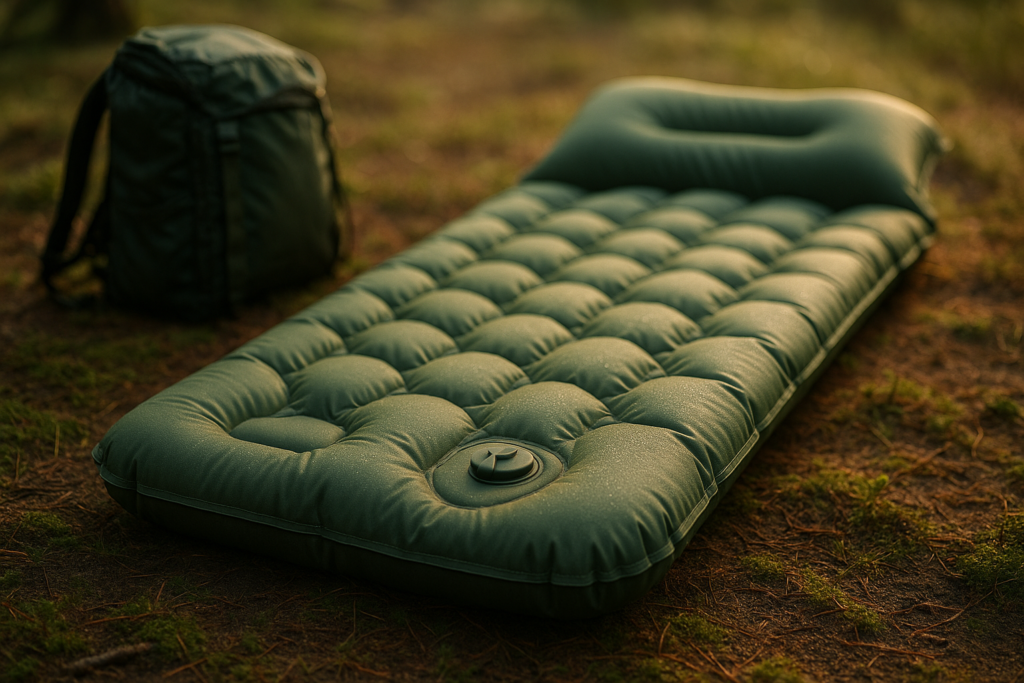 Camping Sleeping Pad, Extra Thick 5 Inch Camping Mat with Pillow Built-in Foot Pump Inflatable Sleeping Pads Compact for Camping Backpacking Hiking Traveling Tent（Green）