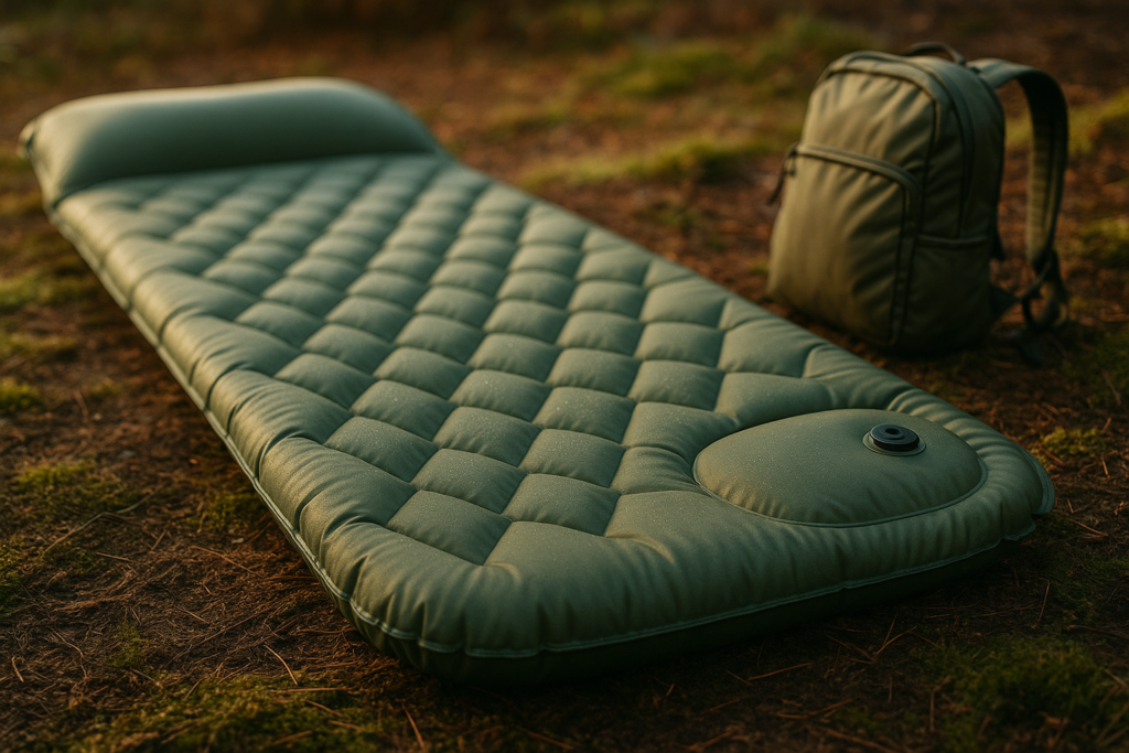 Camping Sleeping Pad, Extra Thick 5 Inch Camping Mat with Pillow Built-in Foot Pump Inflatable Sleeping Pads Compact for Camping Backpacking Hiking Traveling Tent（Green）